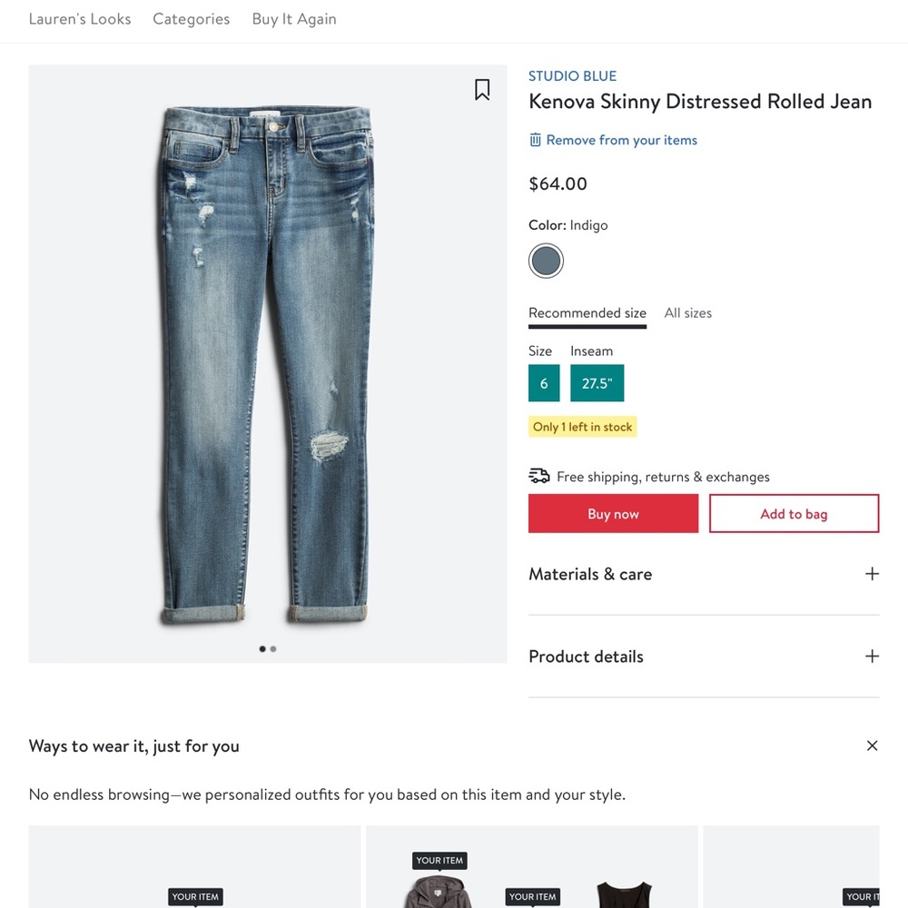 STUDIO BLUE
Kenova Skinny Distressed Rolled Jean